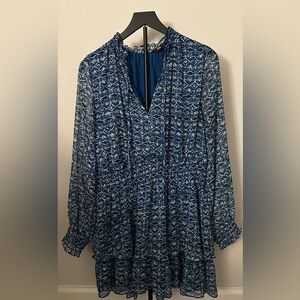 Zara Blue and White Long Sleeve Dress